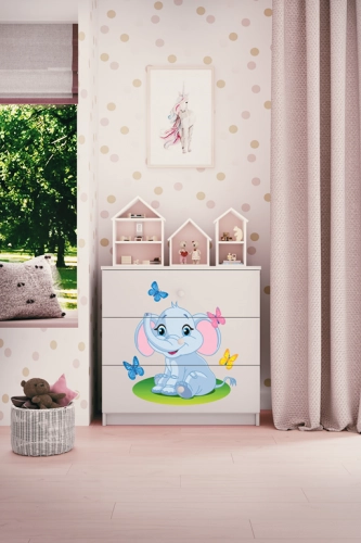 Komoda babydreams biała słonik