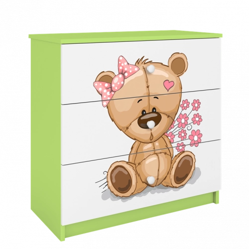 Komoda babydreams zielona miś kwiatki