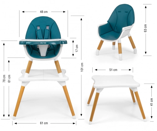 Barošanas krēsls Milly Mally Malmo 2in1 Dark Green
