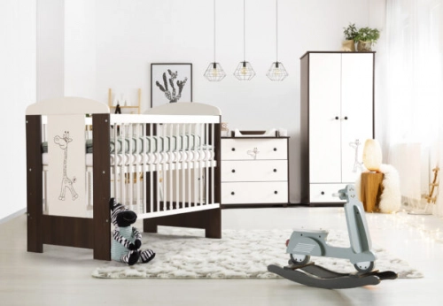 Kumode ar pārtinamo galdiņu Klups SAFARI GIRAFFE WHITE-WALNUT