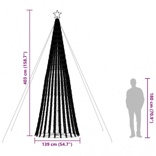 Led Ziemassvētku Eglīte 1028 Led Krāsains 403 Cm Vidaxl