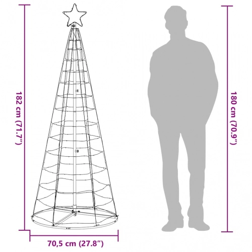 Led Ziemassvētku Eglīte 200 Led Krāsains 182 Cm Vidaxl