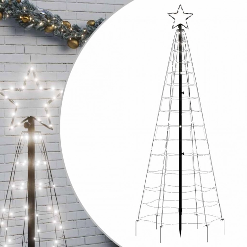 Led Ziemassvētku Eglīte Ar Tapas 220 Led Auksti Balts 180 Cm Vidaxl