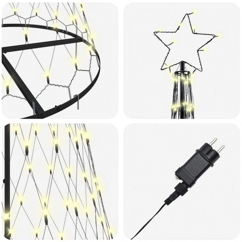 Led Ziemassvētku Koks Silti Balts 138.5 X 138.5 X 399 Cm Metāla Vidaxl