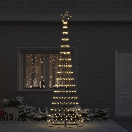 Led Ziemassvētku Koks Silti Balts 138.5 X 138.5 X 399 Cm Metāla Vidaxl
