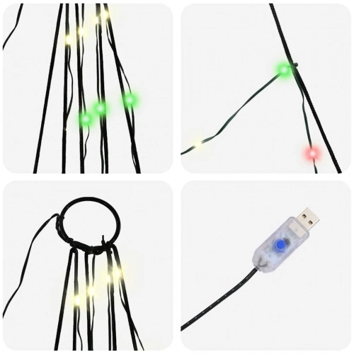 Led Ziemassvētku Koks Su 276 Led Daudzkrāsains 511 Cm Metāla Vidaxl