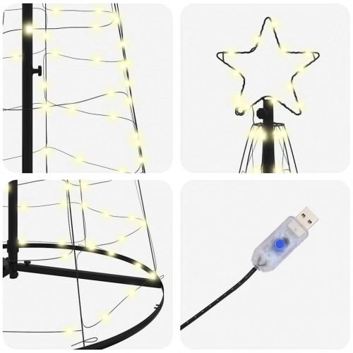 Led Ziemassvētku Koks Su 390 Led Silti Balts 250 Cm Dzelzs Vidaxl