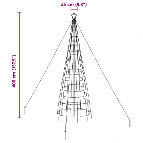 Led Ziemassvētku Koks Su 800 Led Vēsi Balts 400 Cm Dzelzs Vidaxl