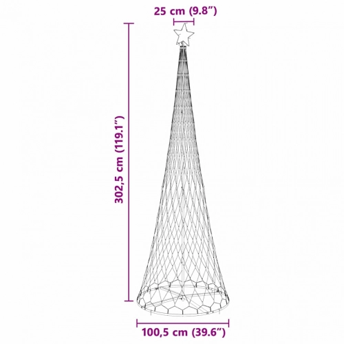 Led Ziemassvētku Koks Vēsi Balts 138.5 X 138.5 X 399 Cm Metāla Vidaxl