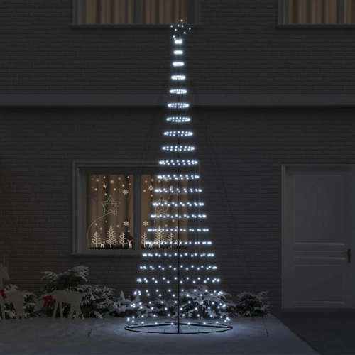 Led Ziemassvētku Koks Vēsi Balts 138.5 X 138.5 X 399 Cm Metāla Vidaxl