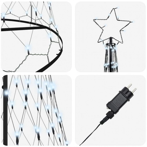 Led Ziemassvētku Koks Vēsi Balts 138.5 X 138.5 X 399 Cm Metāla Vidaxl