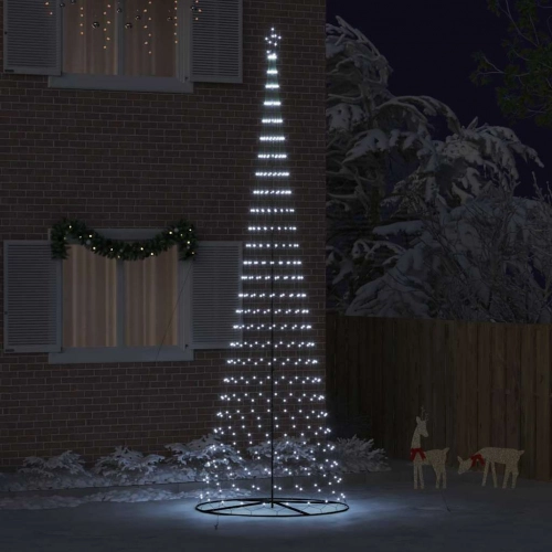 Led Ziemassvētku Koks Vēsi Balts 138.5 X 138.5 X 399 Cm Metāla Vidaxl
