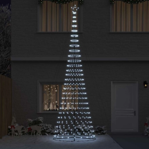 Led Ziemassvētku Koks Vēsi Balts 138.5 X 138.5 X 399 Cm Metāla Vidaxl