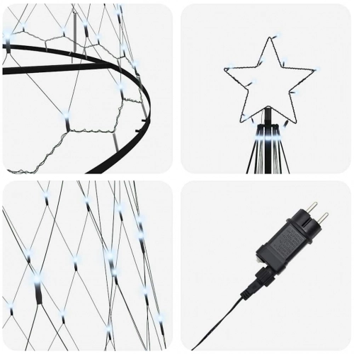 Led Ziemassvētku Koks Vēsi Balts 138.5 X 138.5 X 399 Cm Metāla Vidaxl