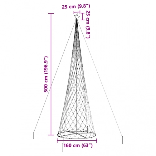 Led Ziemassvētku Koks Vēsi Balts 138.5 X 138.5 X 399 Cm Metāla Vidaxl