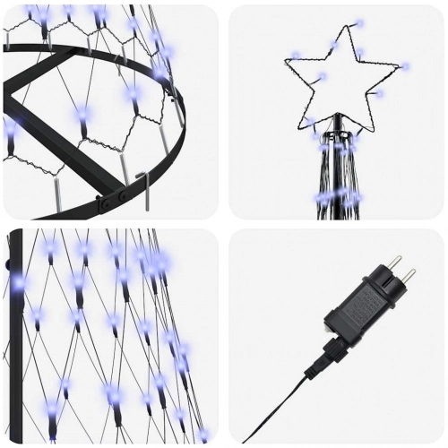 Led Ziemassvētku Koks Zila 138.5 X 138.5 X 399 Cm Metāla Vidaxl