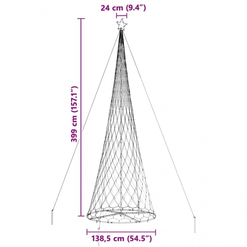 Led Ziemassvētku Koks Zila 138.5 X 138.5 X 399 Cm Metāla Vidaxl