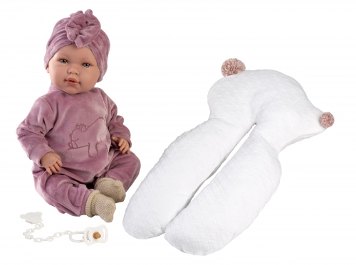 Lelle zīdainis Abril 42 cm (spilvens, raud, runā, ar mānekli, mīkstais ķermenis) Spānija LL74118