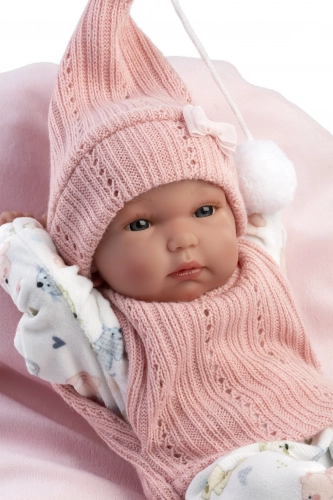 Lelle zīdainis Bimba meitene ar sedziņu un mānekli (vinila ķermenis) 35 cm Spānija LL63504
