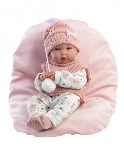 Lelle zīdainis Bimba meitene ar sedziņu un mānekli (vinila ķermenis) 35 cm Spānija LL63504