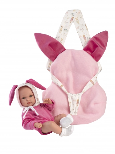 Lelle zīdainis Bimba meitene ar sedziņu un mānekli (vinila ķermenis) 35 cm Spānija LL63506