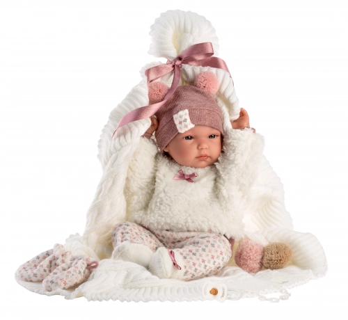 Lelle zīdainis Bimba meitene ar sedziņu un mānekli (vinila ķermenis) 35 cm Spānija LL63576