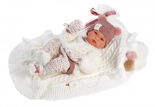 Lelle zīdainis Bimba meitene ar sedziņu un mānekli (vinila ķermenis) 35 cm Spānija LL63576