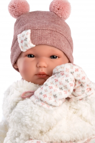 Lelle zīdainis Bimba meitene ar sedziņu un mānekli (vinila ķermenis) 35 cm Spānija LL63576
