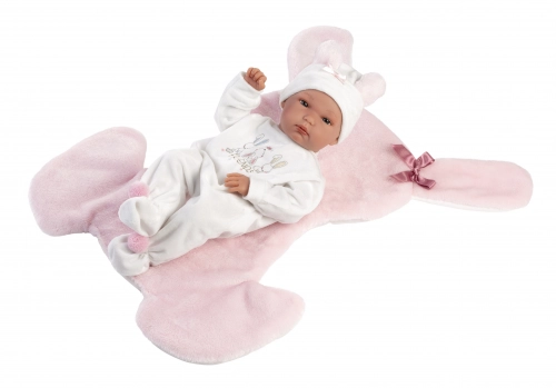 Lelle zīdainis Bimba meitene ar sedziņu un mānekli (vinila ķermenis) 35 cm Spānija LL63598