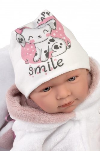 Lelle zīdainis Lala 42 cm (pārnes. soma, smejas, runā, ar mānekli, mīkstais ķermenis) Spānija LL74048
