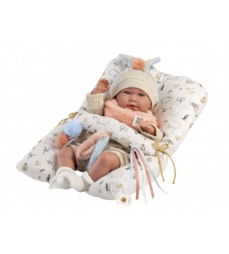 Lelle zīdainis Mimi 42 cm (spilvens, raud, runā, ar mānekli, mīkstais ķermenis) Spānija LL74128