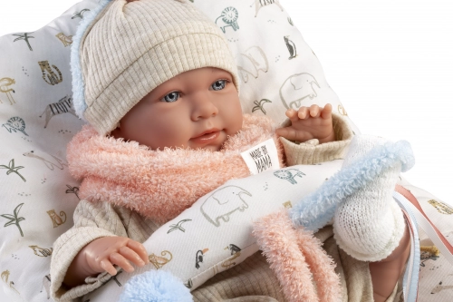 Lelle zīdainis Mimi 42 cm (spilvens, raud, runā, ar mānekli, mīkstais ķermenis) Spānija LL74128