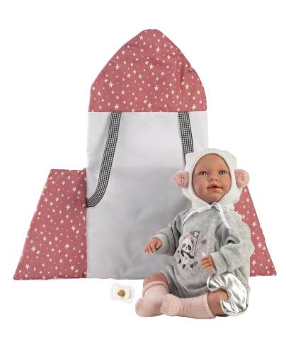 Lelle zīdainis Mimi 42 cm (spilvens, raud, runā, ar mānekli, mīkstais ķermenis) Spānija LL74136