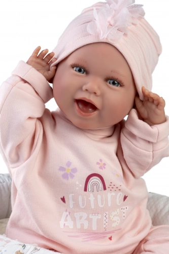Lelle zīdainis Mimi 42 cm (spilvens, smejas, runā, ar mānekli, mīkstais ķermenis) Spānija LL74122