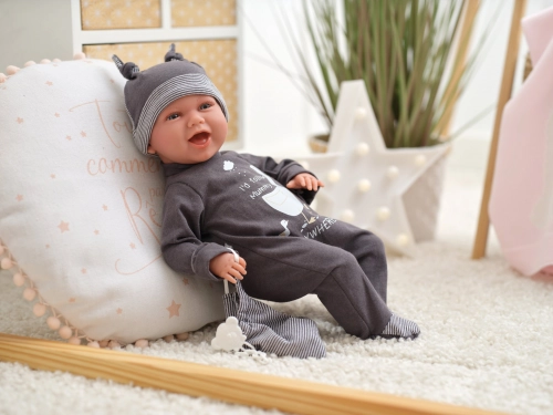 Lelle zīdainis Mimo 42 cm (smejas, runā, ar mānekli, mīkstais ķermenis) Spānija LL74107
