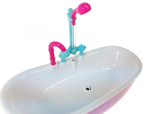 Leļļu vanna ar aksesuāriem gaisma, skaņa, no dušas tek ūdens (ar baterijām) 29 cm 613591