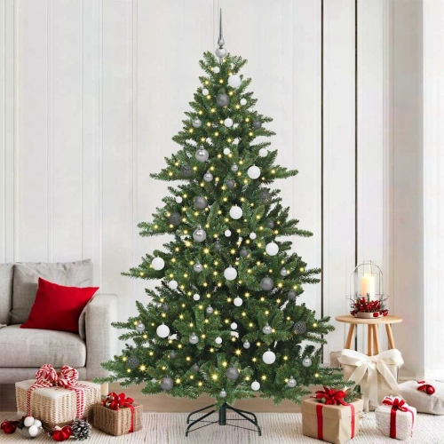 Mākslīgā Saliekamā Ziemassvētku Egle Ar 300 Led Zaļa 210 Cm Pvc Vidaxl