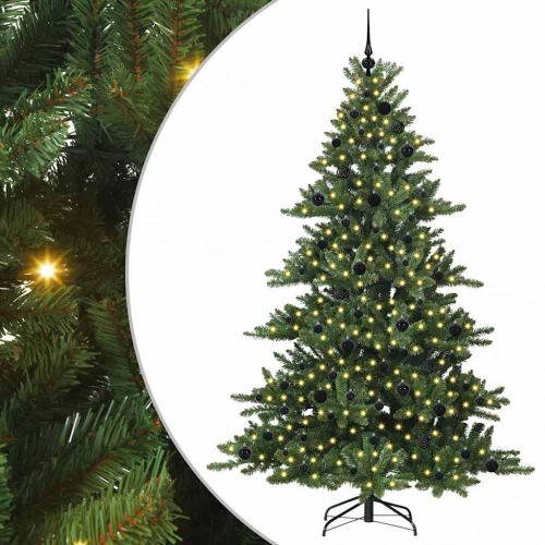 Mākslīgā Saliekamā Ziemassvētku Egle Ar 300 Led Zaļa 210 Cm Pvc Vidaxl