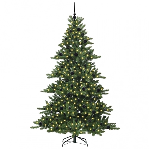 Mākslīgā Saliekamā Ziemassvētku Egle Ar 300 Led Zaļa 210 Cm Pvc Vidaxl
