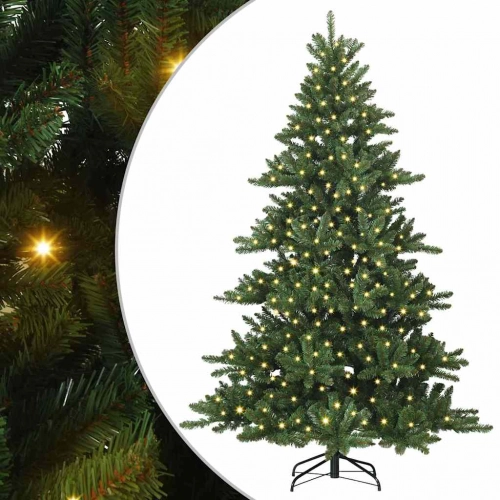 Mākslīgā Saliekamā Ziemassvētku Egle Ar 300 Led Zaļa 240 Cm Pvc Vidaxl