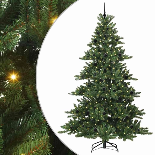 Mākslīgā Saliekamā Ziemassvētku Egle Ar 300 Led Zaļa 240 Cm Pvc Vidaxl
