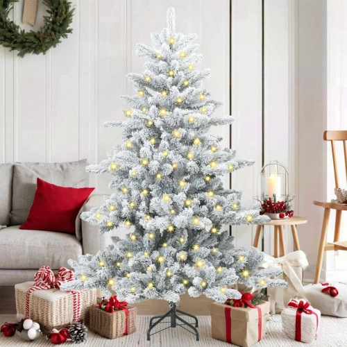 Mākslīgā Saliekamā Ziemassvētku Egle Balts 150 Cm Pvc Vidaxl