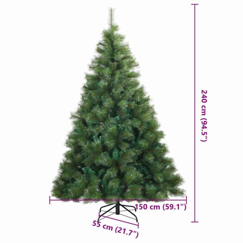 Mākslīgā Saliekamā Ziemassvētku Egle Zaļa 240 Cm Pvc, Tērauds Vidaxl