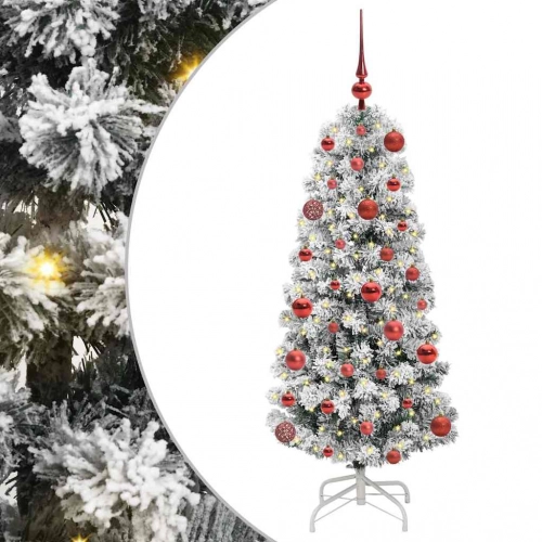 Mākslīgā Saliekamā Ziemassvētku Egle Zaļš Un Balts 120 Cm Pvc Vidaxl