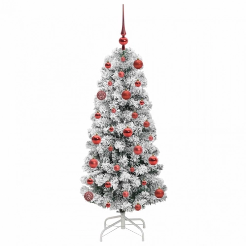 Mākslīgā Saliekamā Ziemassvētku Egle Zaļš Un Balts 120 Cm Pvc Vidaxl