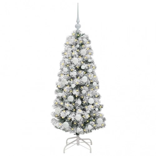 Mākslīgā Saliekamā Ziemassvētku Egle Zaļš Un Balts 120 Cm Pvc Vidaxl