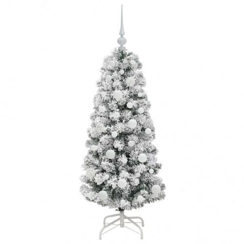 Mākslīgā Saliekamā Ziemassvētku Egle Zaļš Un Balts 120 Cm Pvc Vidaxl