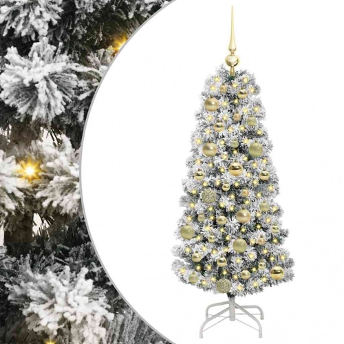 Mākslīgā Saliekamā Ziemassvētku Egle Zaļš Un Balts 120 Cm Pvc Vidaxl