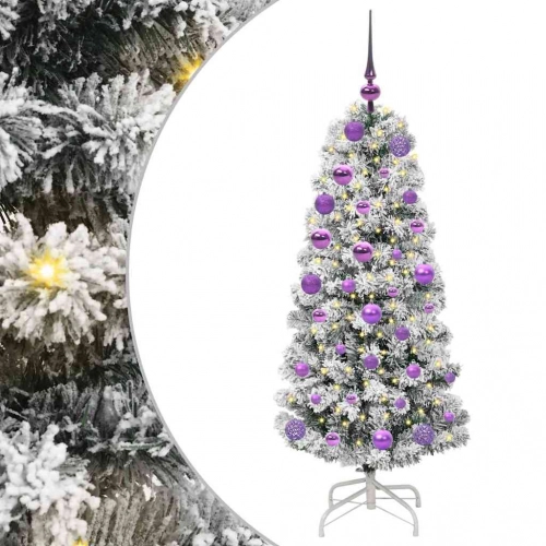 Mākslīgā Saliekamā Ziemassvētku Egle Zaļš Un Balts 120 Cm Pvc Vidaxl