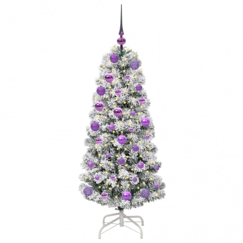 Mākslīgā Saliekamā Ziemassvētku Egle Zaļš Un Balts 120 Cm Pvc Vidaxl